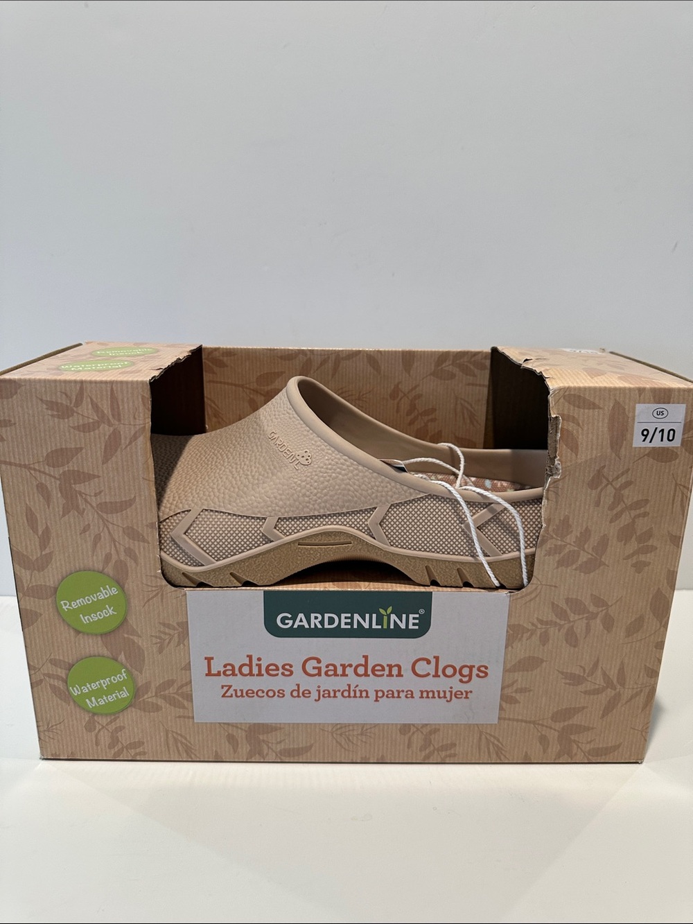 NIB GARDENLINE Ladies Waterproof Garden Taupe Clog- Size 9/10